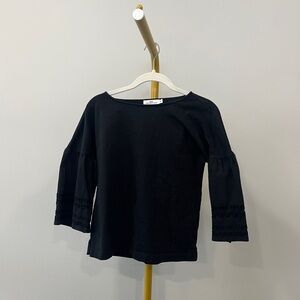 Vineyard Vines Black Lace 3/4 Sleeve Boat Neck Blouse Women's Size XS